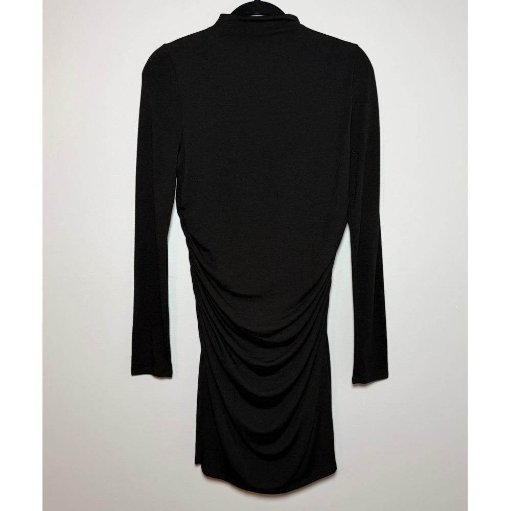 GB Black Mock Neck Ruched Long Sleeve Mini Dress Junior's Size L NWT